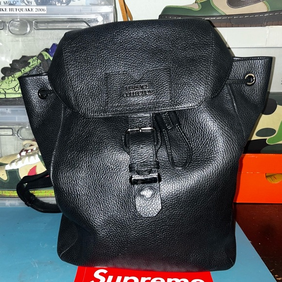 Versace Black Leather Backpack